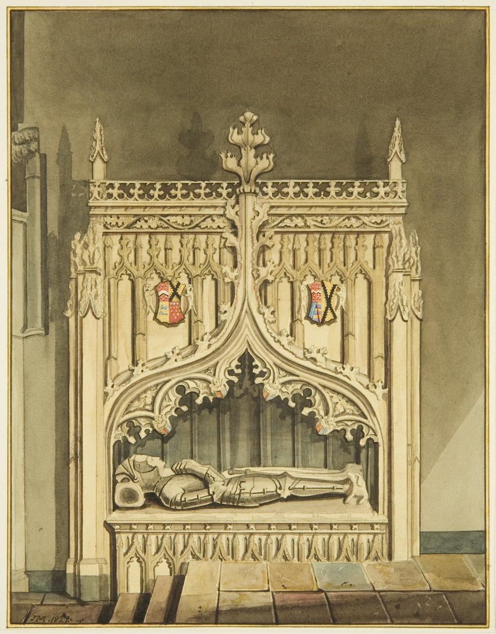 Monumento de Berkeley junto aos degraus do altar de São Marcos (aguarela sobre papel) de Joseph Manning