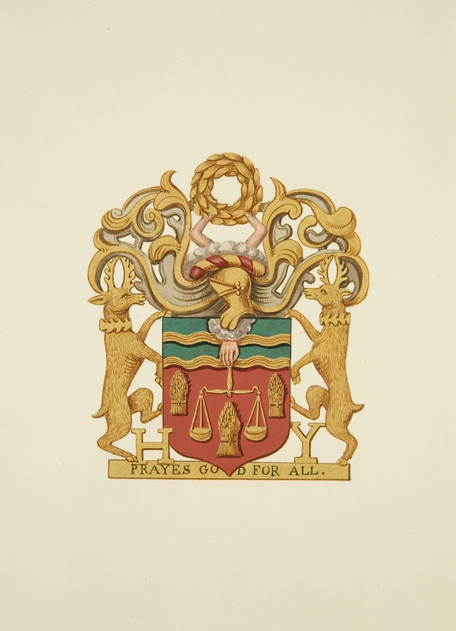 Escudo dos Padeiros, com a inscrição "H.Y". e "Reza a Deus por todos", c.1830 (lápis e aguarela sobre papel) de Joseph Manning