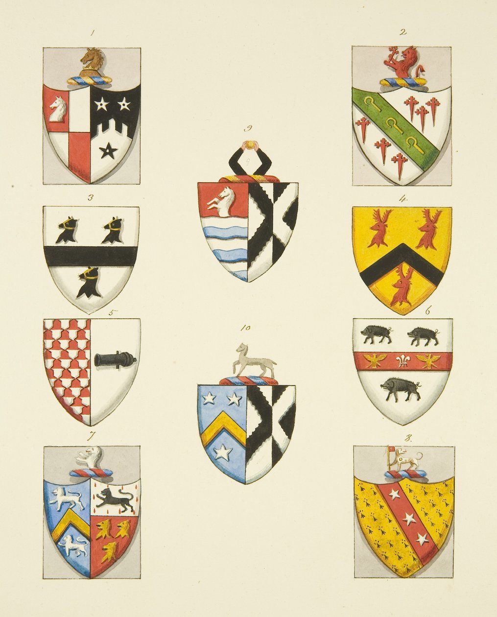 Escudos de armas de monumentos da Igreja de São Tomás (aguarela sobre papel) de Joseph Manning