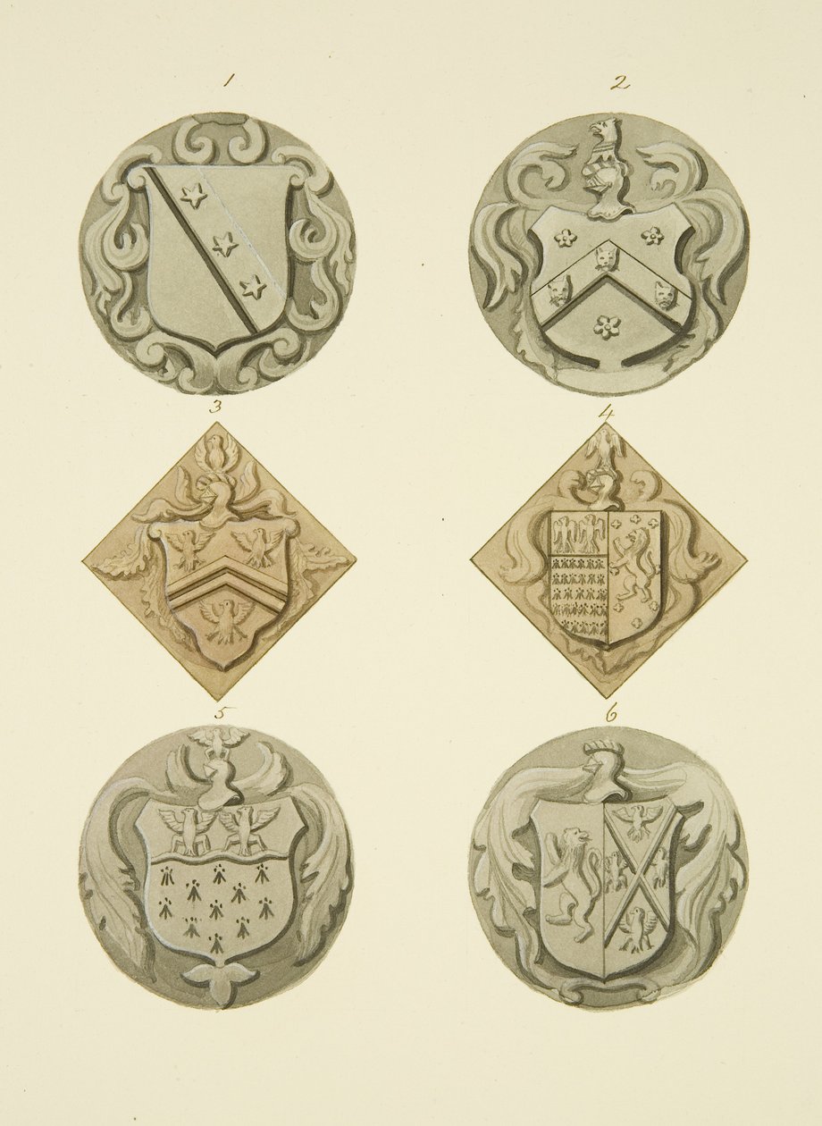 Brasões em pedras da Igreja de São Tomás (aguarela em papel) de Joseph Manning