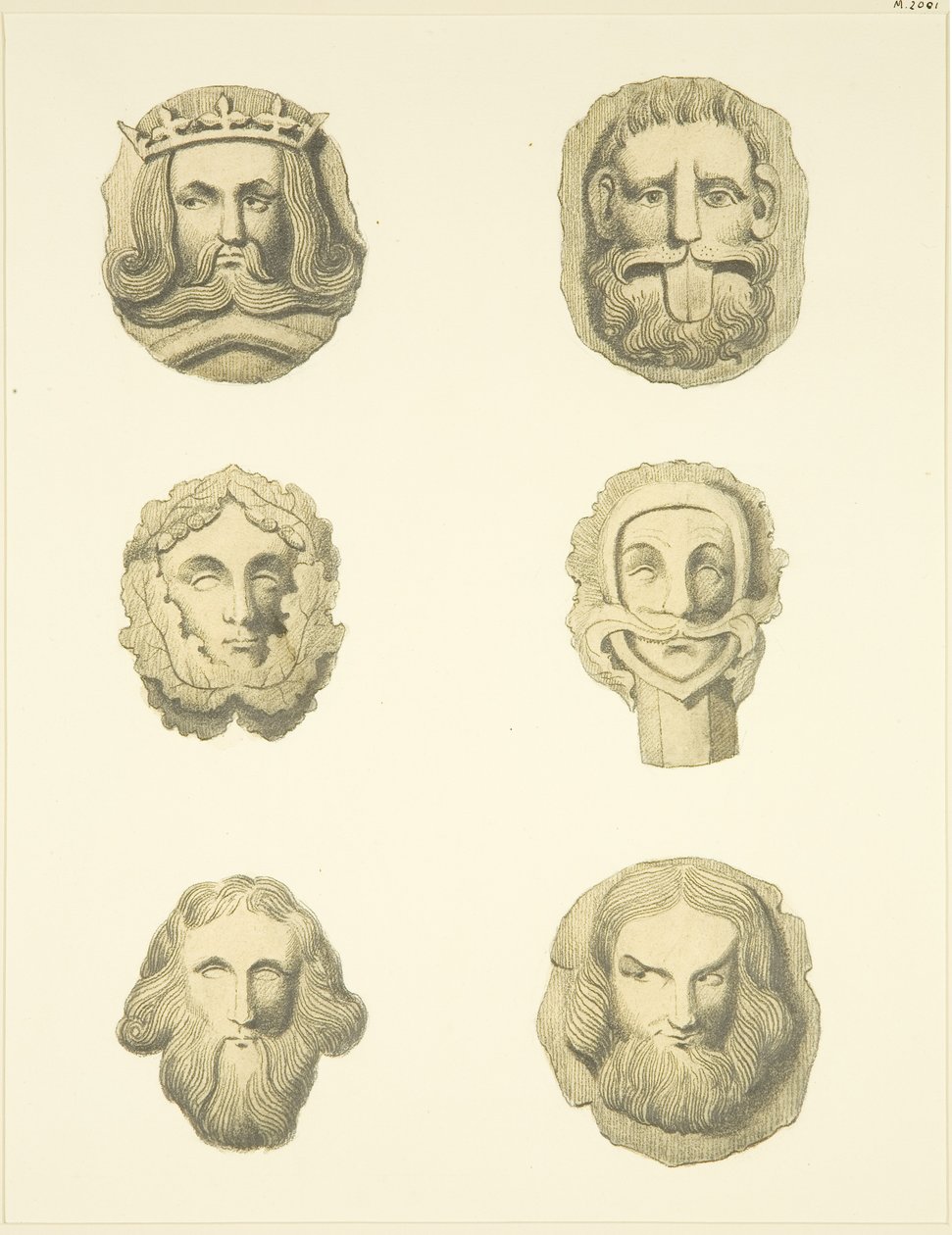 Pedras da virilha (chefes) no teto da igreja Redcliffe (aquarela sobre papel) de Joseph Manning
