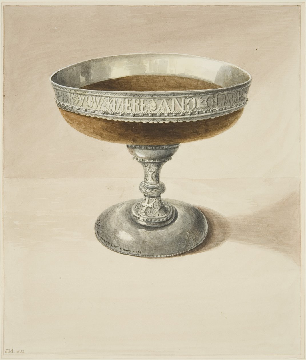 Mazer Bowl e Tazza, unidos (aguarela sobre papel) de Joseph Manning