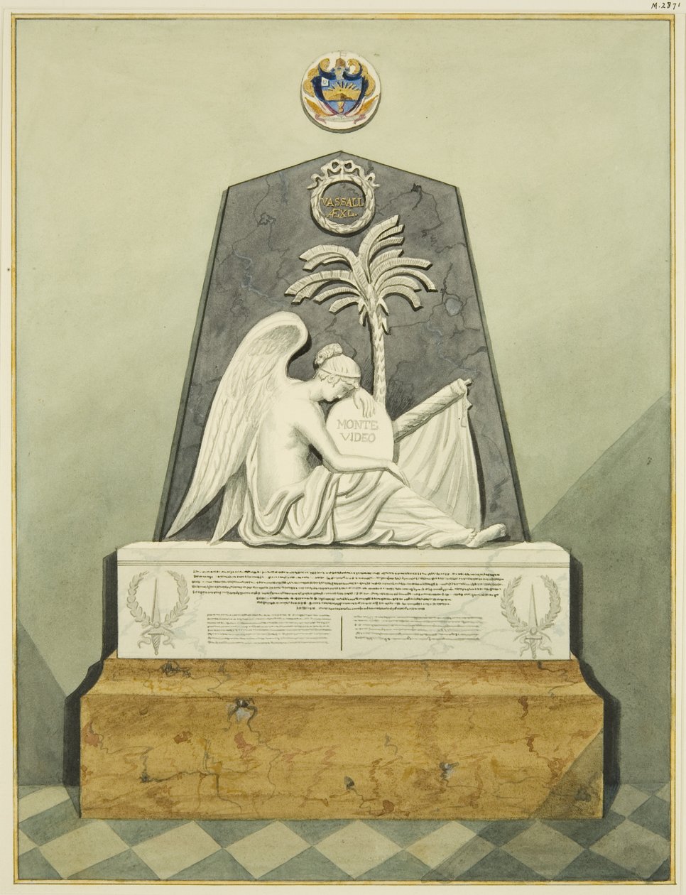Monumento na Igreja de São Paulo (lápis e aguarela sobre papel) de Joseph Manning