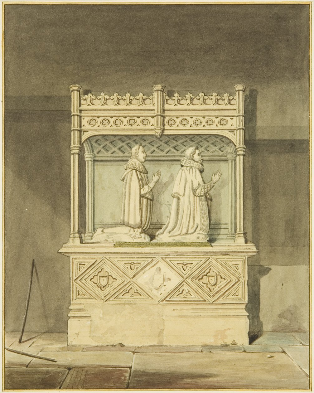 Monumento de John Aldworth e seu filho (aguarela sobre papel) de Joseph Manning