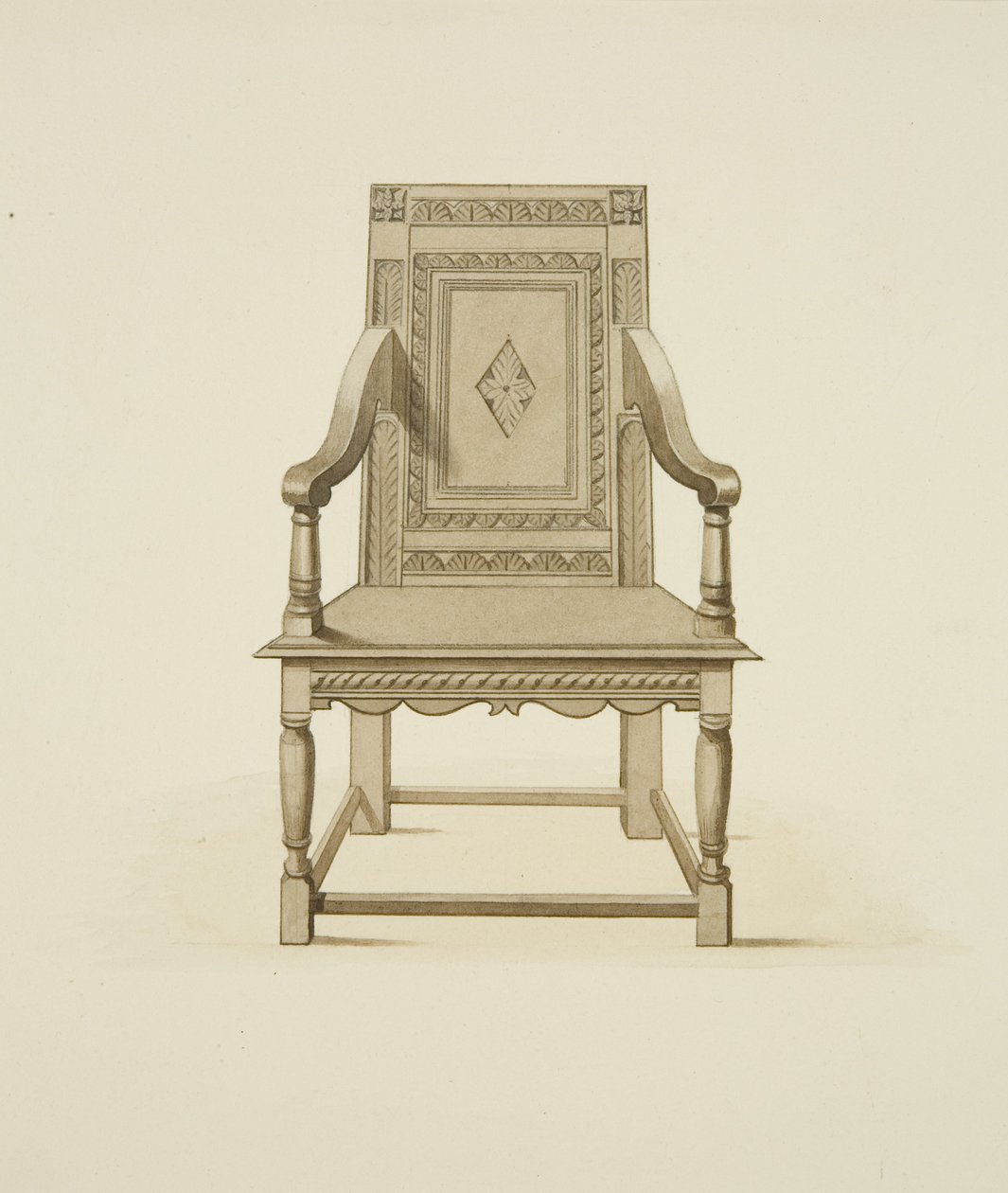 Cadeira antiga trazida do Woodspring Priory in Temple Church (aguarela sobre papel) de Joseph Manning