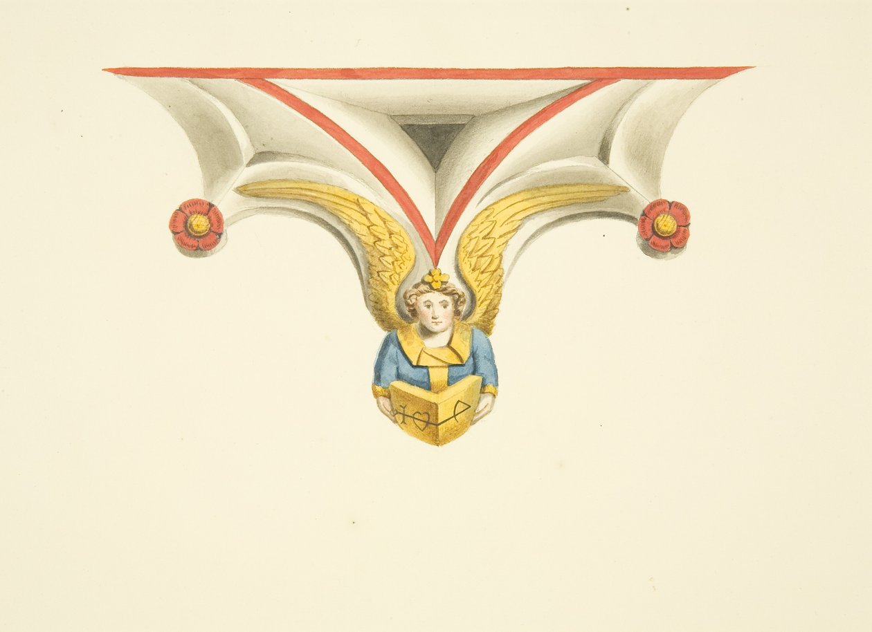 Uma das cúspides do Túmulo de Canynges em St Mary Redcliffe (aguarela sobre papel) de Joseph Manning