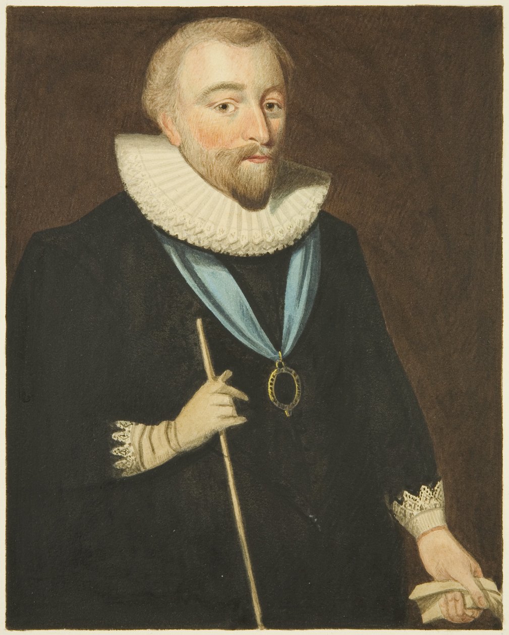 Retrato na Casa do Conselho de Richard Weston, Conde de Portland (lápis e aguarela sobre papel) de Joseph Manning