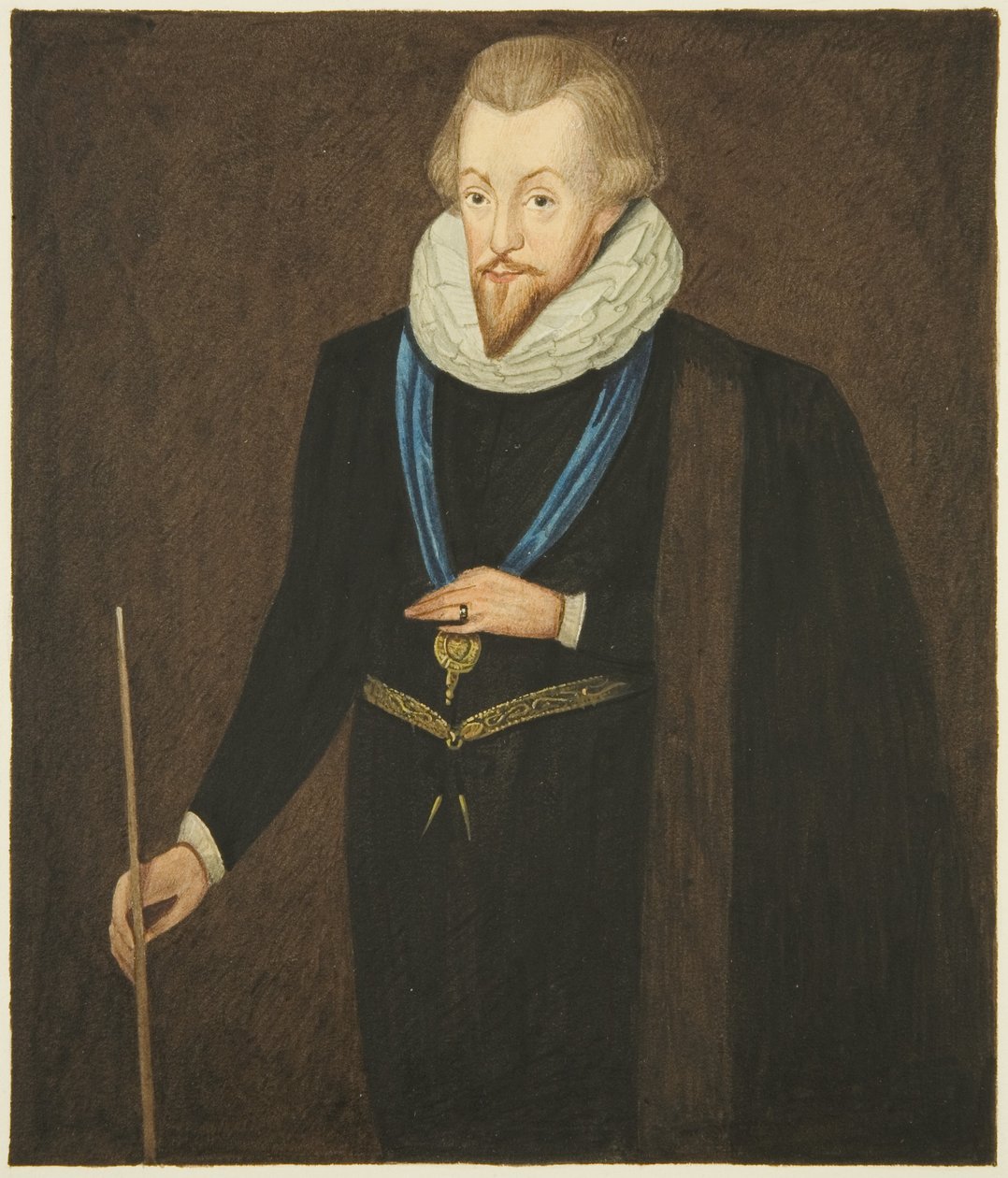 Retrato na Casa do Conselho de Robert Cecil, Conde de Salisbury (aguarela sobre papel) de Joseph Manning