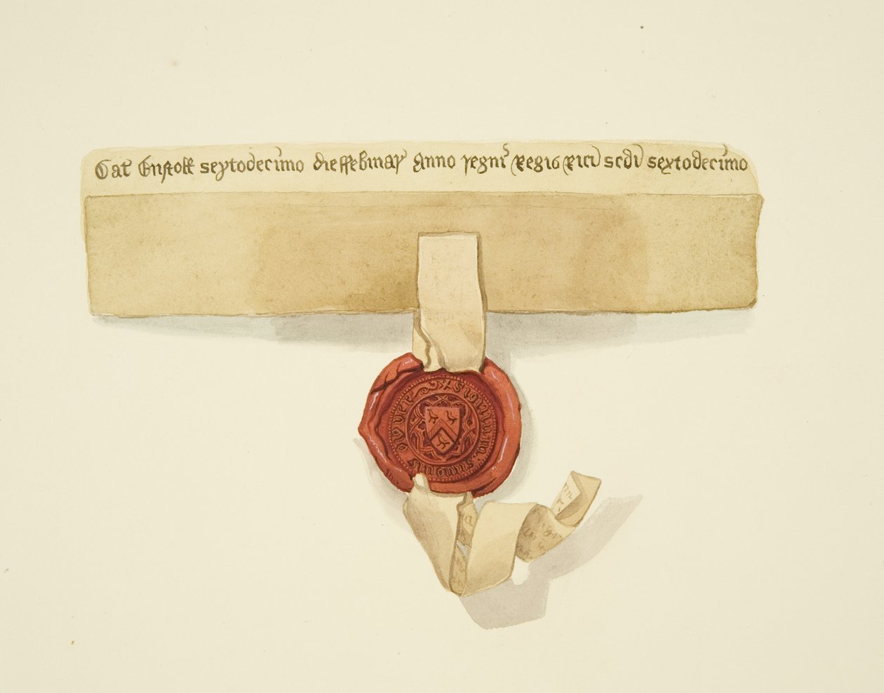 Vedação presa ao fundo de uma escritura, c.1825 (lápis e aguarela sobre papel) de Joseph Manning