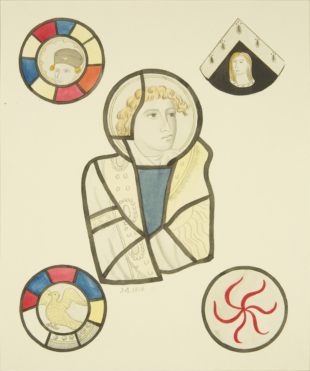 Vidro manchado na janela norte da capela de St Mary Redcliffe (aguarela sobre papel) de Joseph Manning