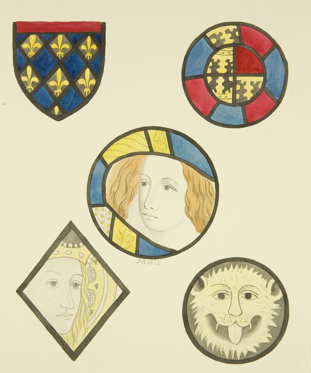 Vidro manchado em várias janelas de St Mary Redcliffe (aguarela sobre papel) de Joseph Manning