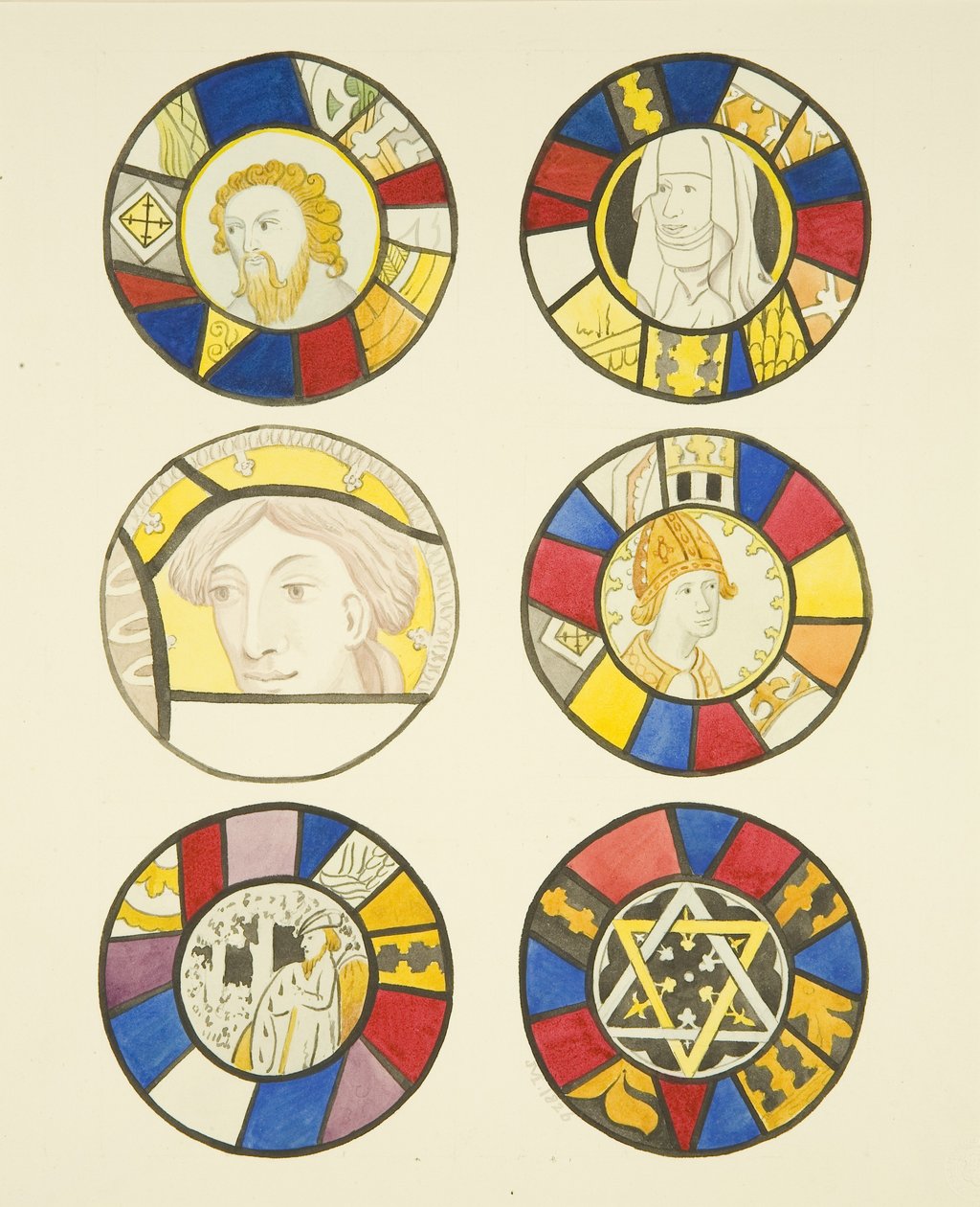 Vidro manchado na janela oeste, transepto norte de St Mary Redcliffe (aguarela sobre papel) de Joseph Manning