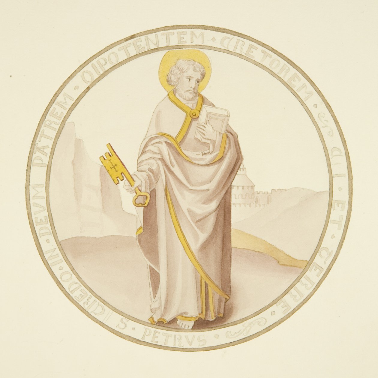 Vidro manchado na janela da capela privada do Palácio do Bispo: São Pedro (aguarela sobre papel) de Joseph Manning