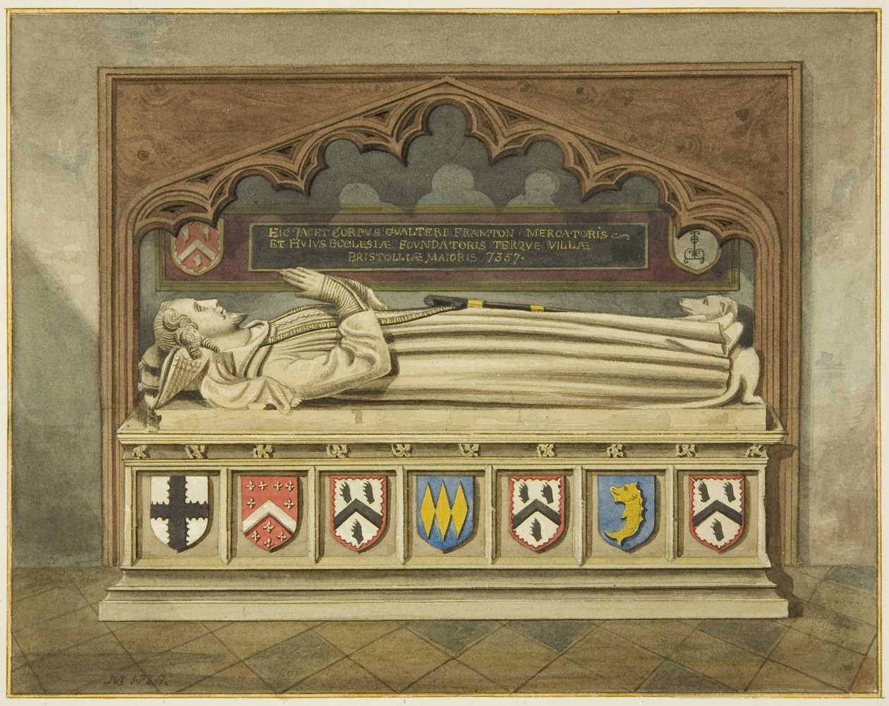 Túmulo de Walter Frampton na Igreja de São João (aguarela sobre papel) de Joseph Manning