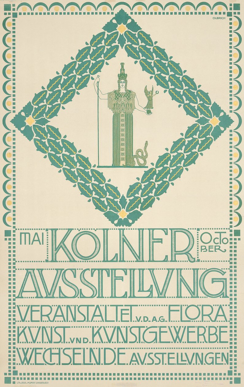 Um pôster para o Festival de Arte de Colônia de 1905, 1905 de Joseph Maria Olbrich