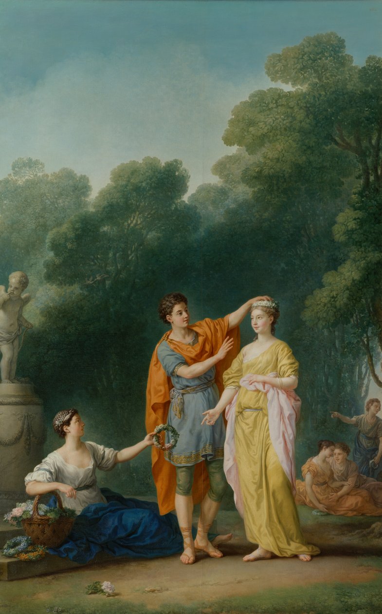 Um amante coroando sua amante, 1733 de Joseph Marie Vien