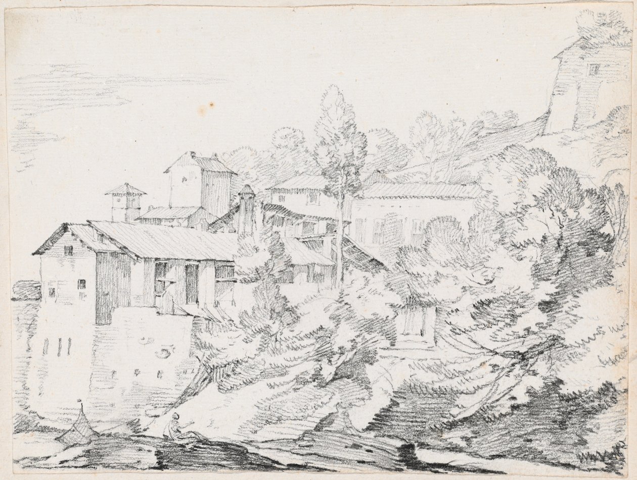 Edifícios italianos em uma encosta de Joseph Marie Vien