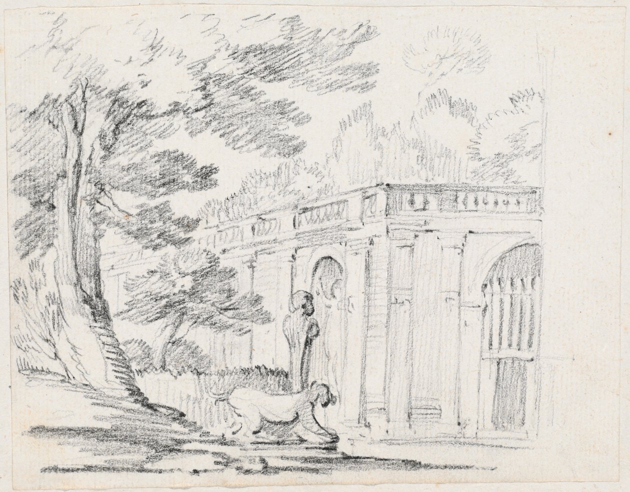 Loggia e estatuária em um jardim italiano de Joseph Marie Vien