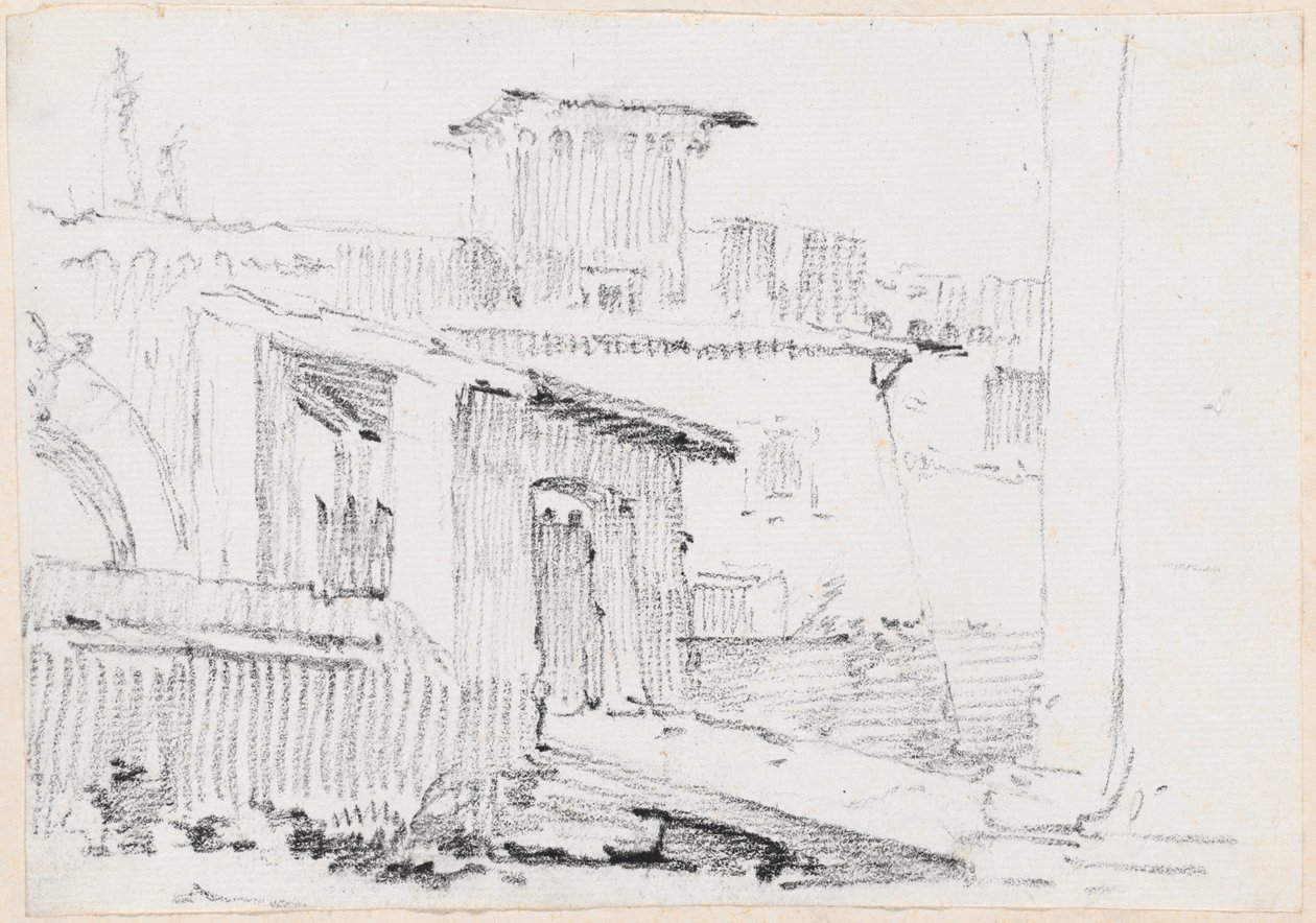Edifícios romanos com um galpão aberto de Joseph Marie Vien