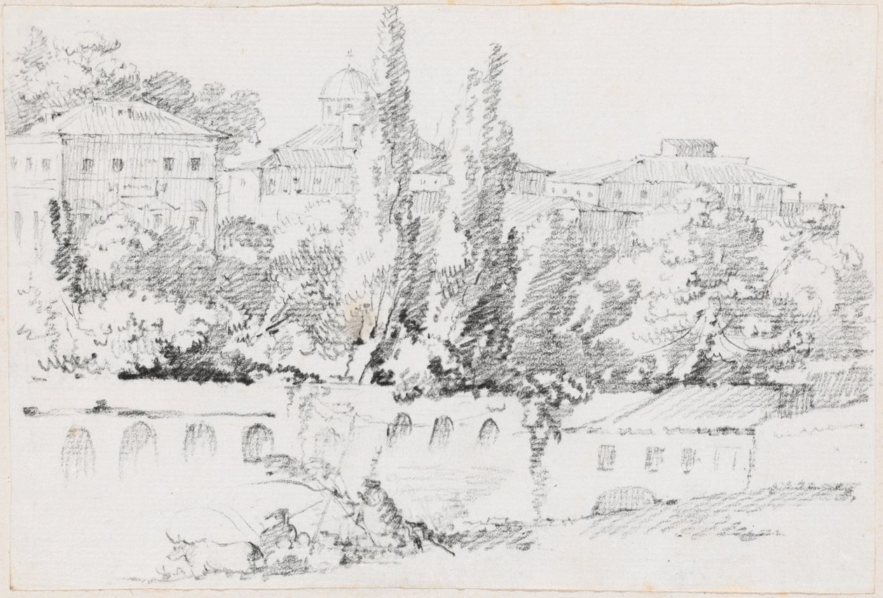 Paredes de Roma com Santa Maria del Popolo à distância de Joseph Marie Vien
