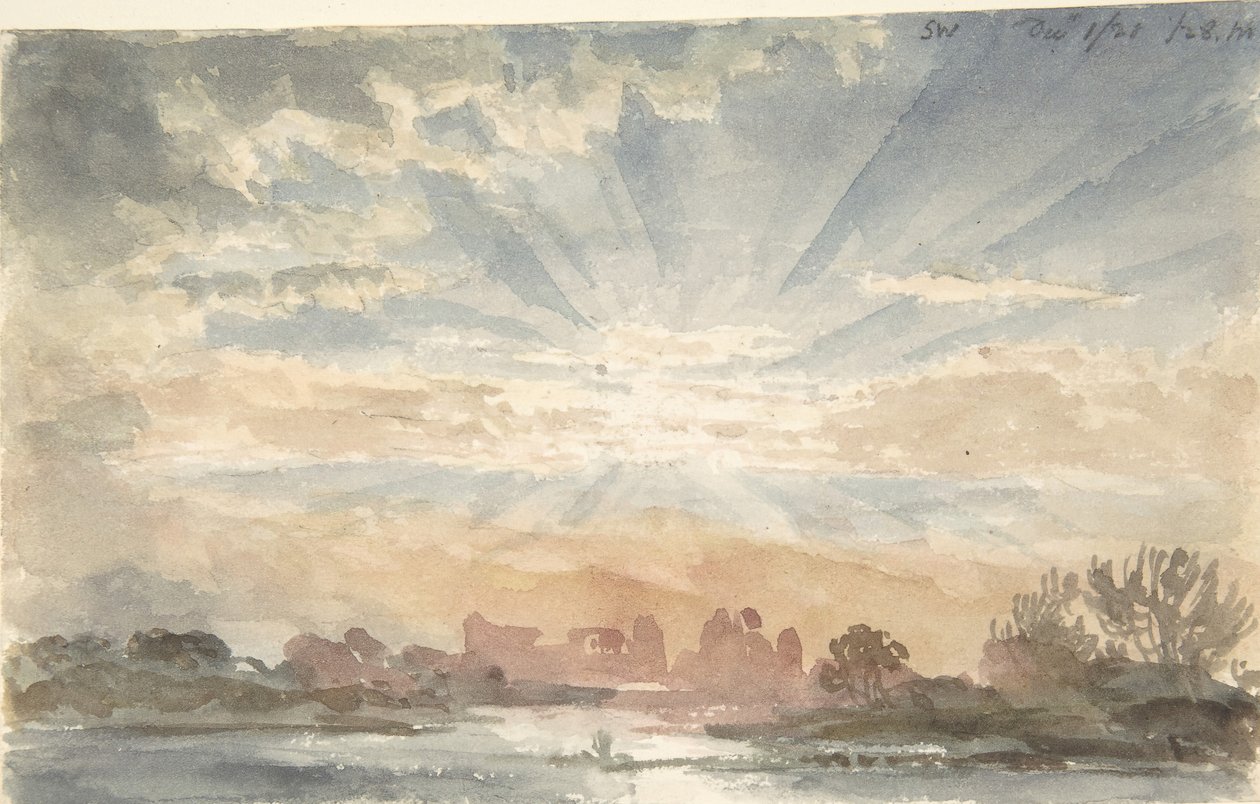 Paisagem com Sol Nascente, 1 de dezembro de 1828, 8h30, 1828. de Joseph Michael Gandy