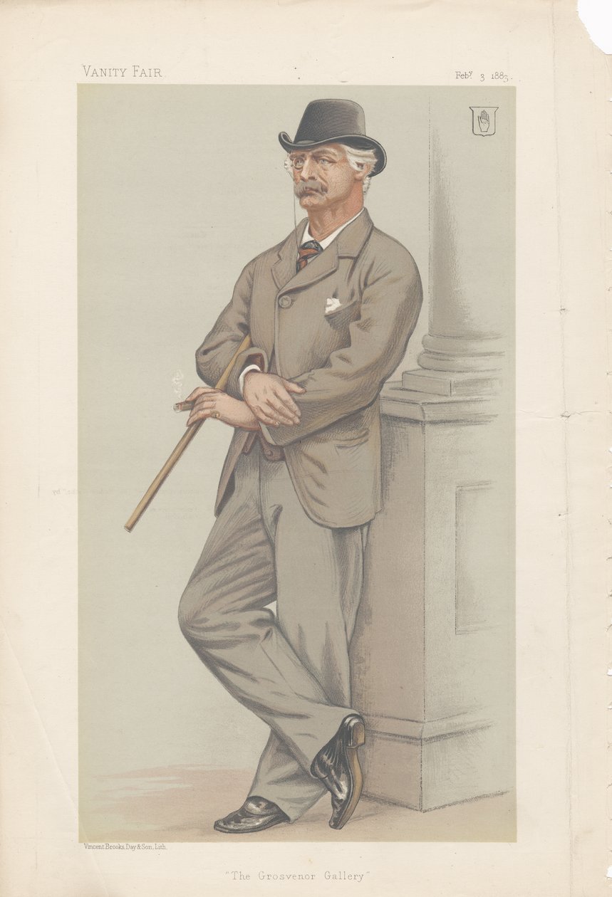 Coutts Lindsay, a Galeria Grosvenor da Vanity Fair 3 de fevereiro de 1883 (cromolitógrafo) de Joseph Middleton Jopling