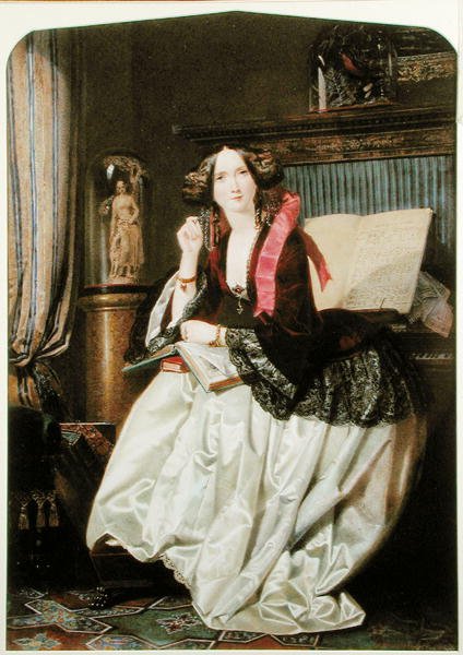 Miss Ashton sentada no Piano de Joseph Middleton Jopling