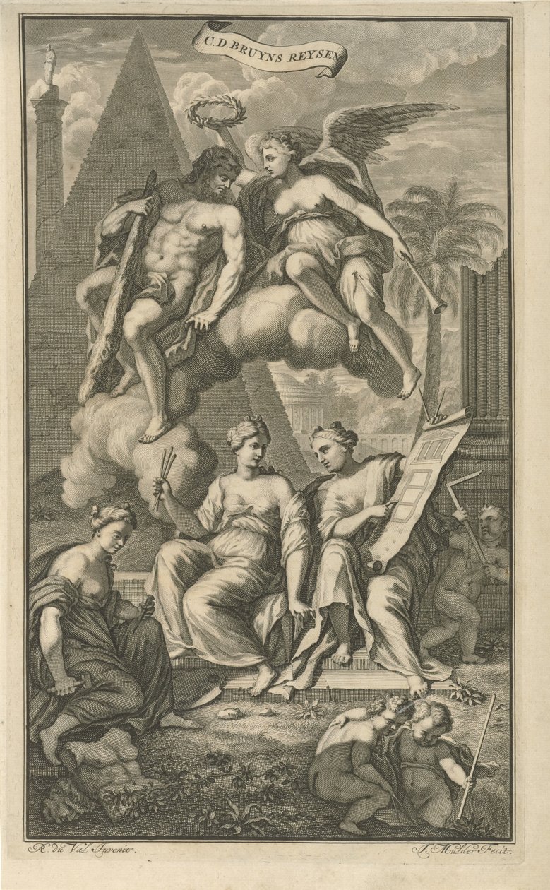 Hércules coroado por Vitória Página de rosto para: Cornelis de Bruyn, Viagens de Cornelis de Bruyn, pelas partes mais renomadas da Ásia Menor, 1698 de Joseph Mulder