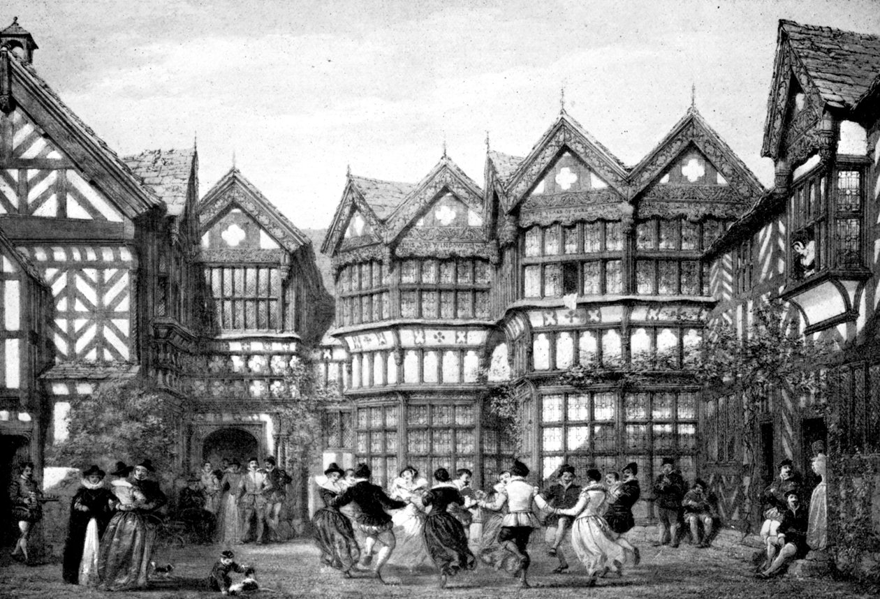 Carpintaria do século XVI em Little Moreton, 1925. de Joseph Nash