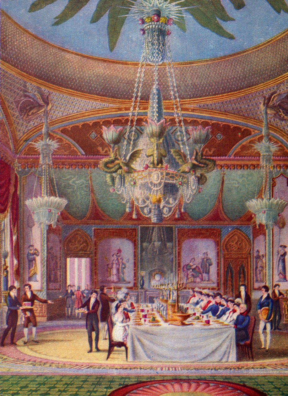 Um banquete no Royal Pavilion, Brighton, c1827, 1938 de Joseph Nash