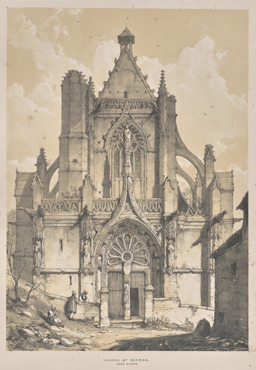 Arquitetura da Idade Média: Igreja em Serran, perto de Gisore de Joseph Nash