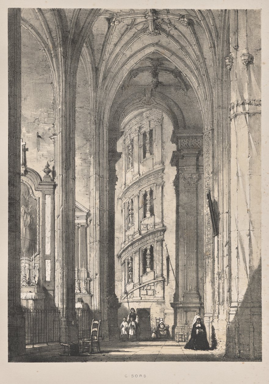 Arquitetura da Idade Média: Igreja de St. Gisors, Interior de Joseph Nash