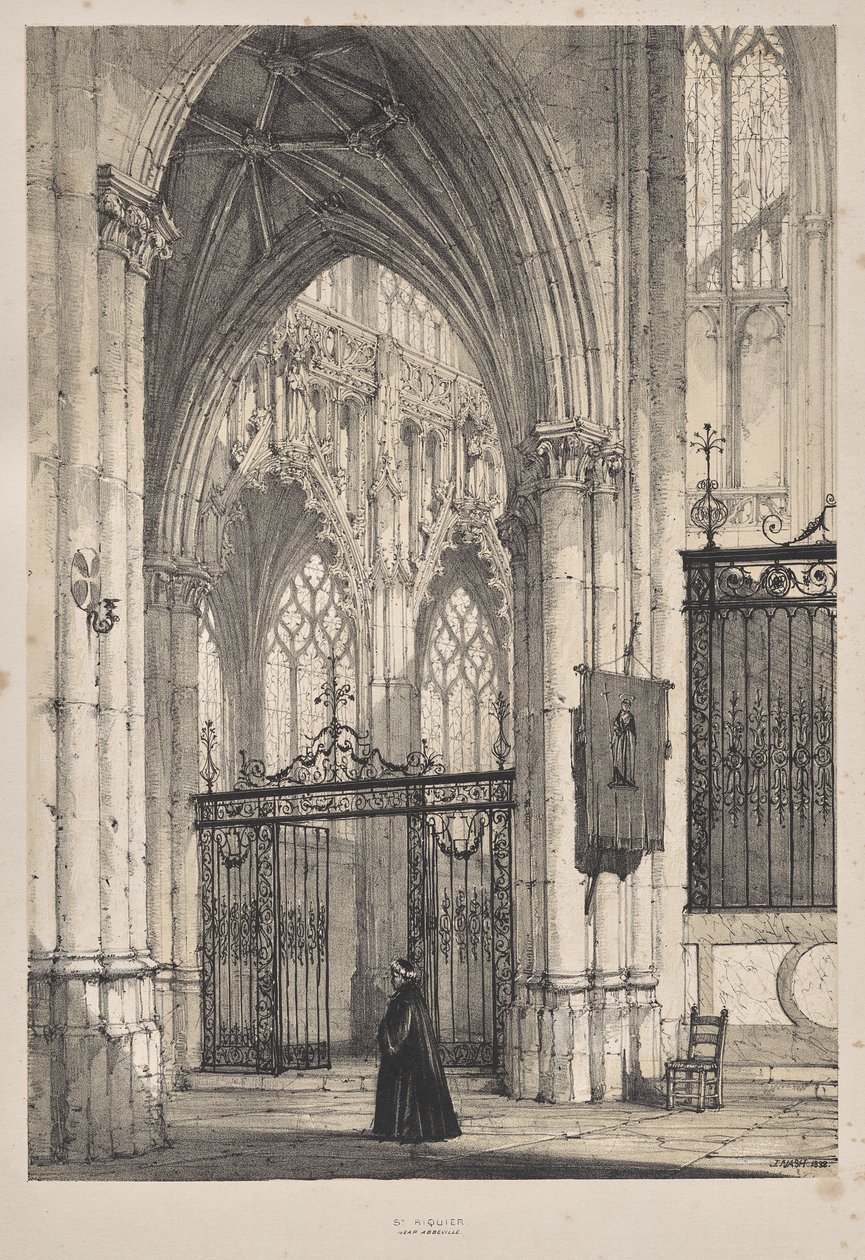 Arquitetura da Idade Média: Igreja de St. Riquier, perto de Abbeville de Joseph Nash