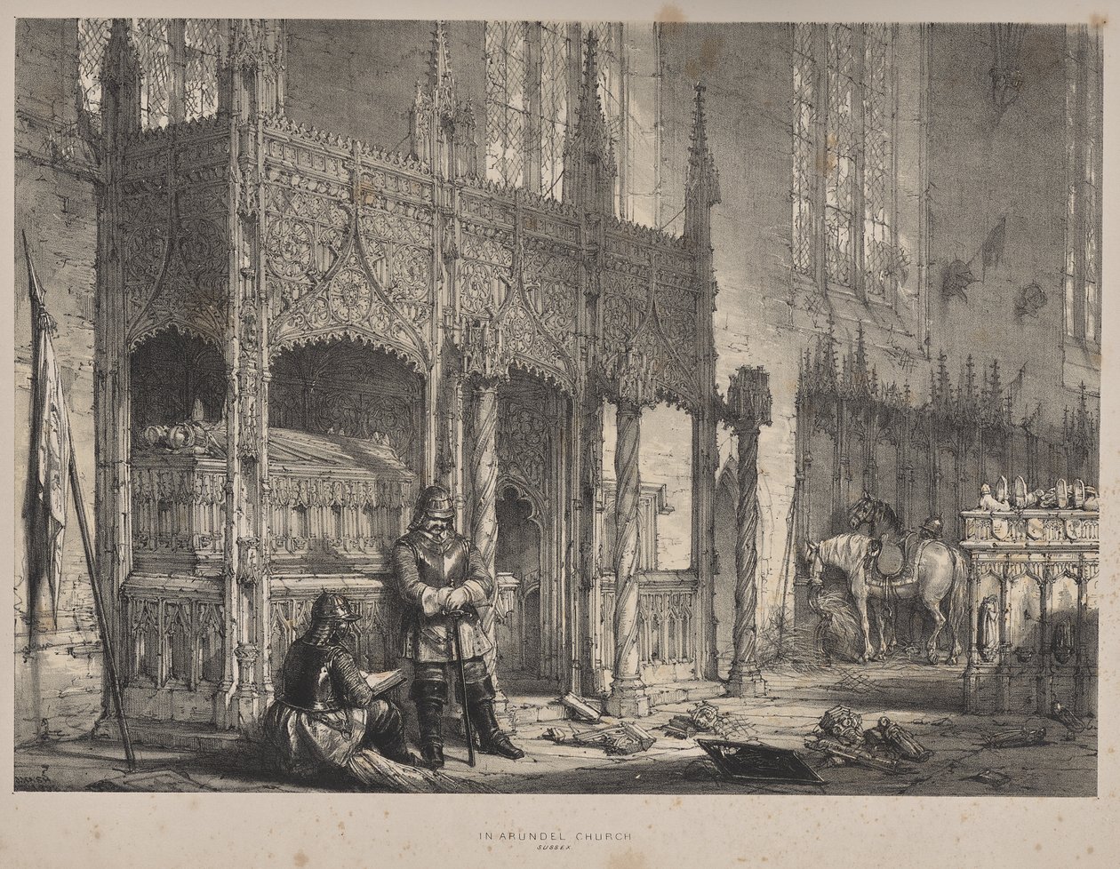 Arquitetura da Idade Média: Na Igreja de Arundel, Sussex de Joseph Nash
