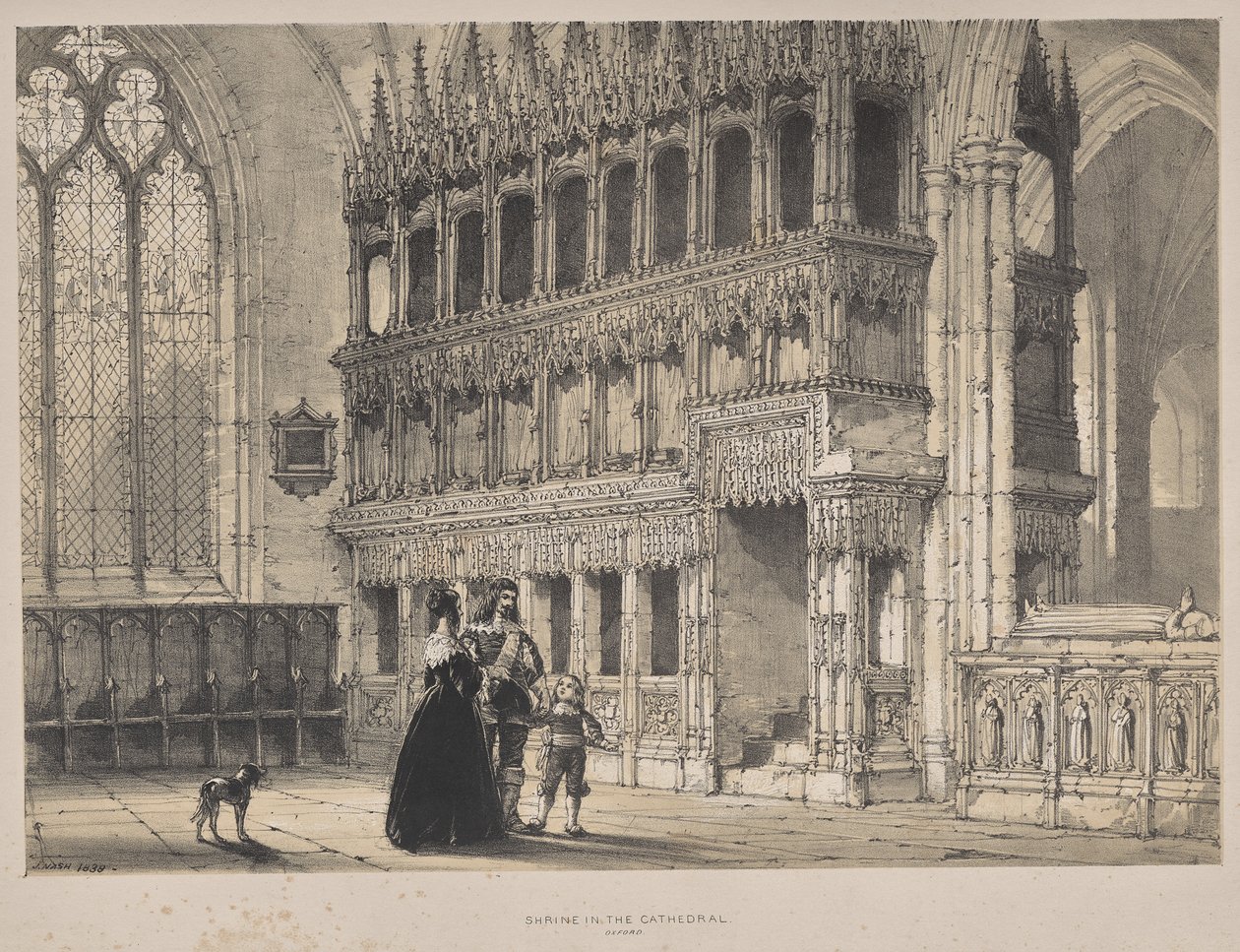 Arquitetura da Idade Média: Santuário de St. Fridswode, Catedral, Oxford de Joseph Nash