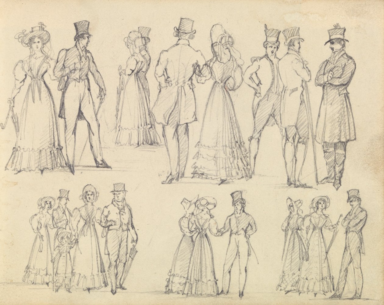 Homens e Mulheres na Moda Conversando de Joseph Nash