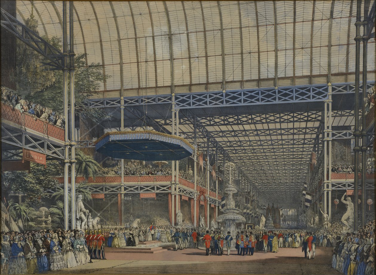 De "Imagens abrangentes da grande exposição de 1851" de Dickinson, publicado em 1854 A inauguração, em 1º de maio de 1851 de Joseph Nash