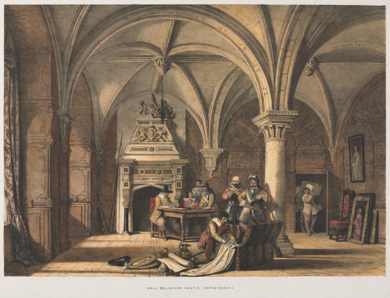 Salão, Castelo de Bolsover, Derbyshire de Joseph Nash