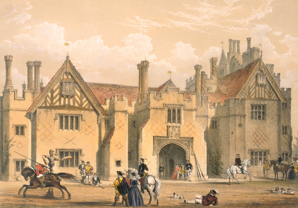 Prática justa, Compton Wynyates, Warwick, meados de 1600. de Joseph Nash