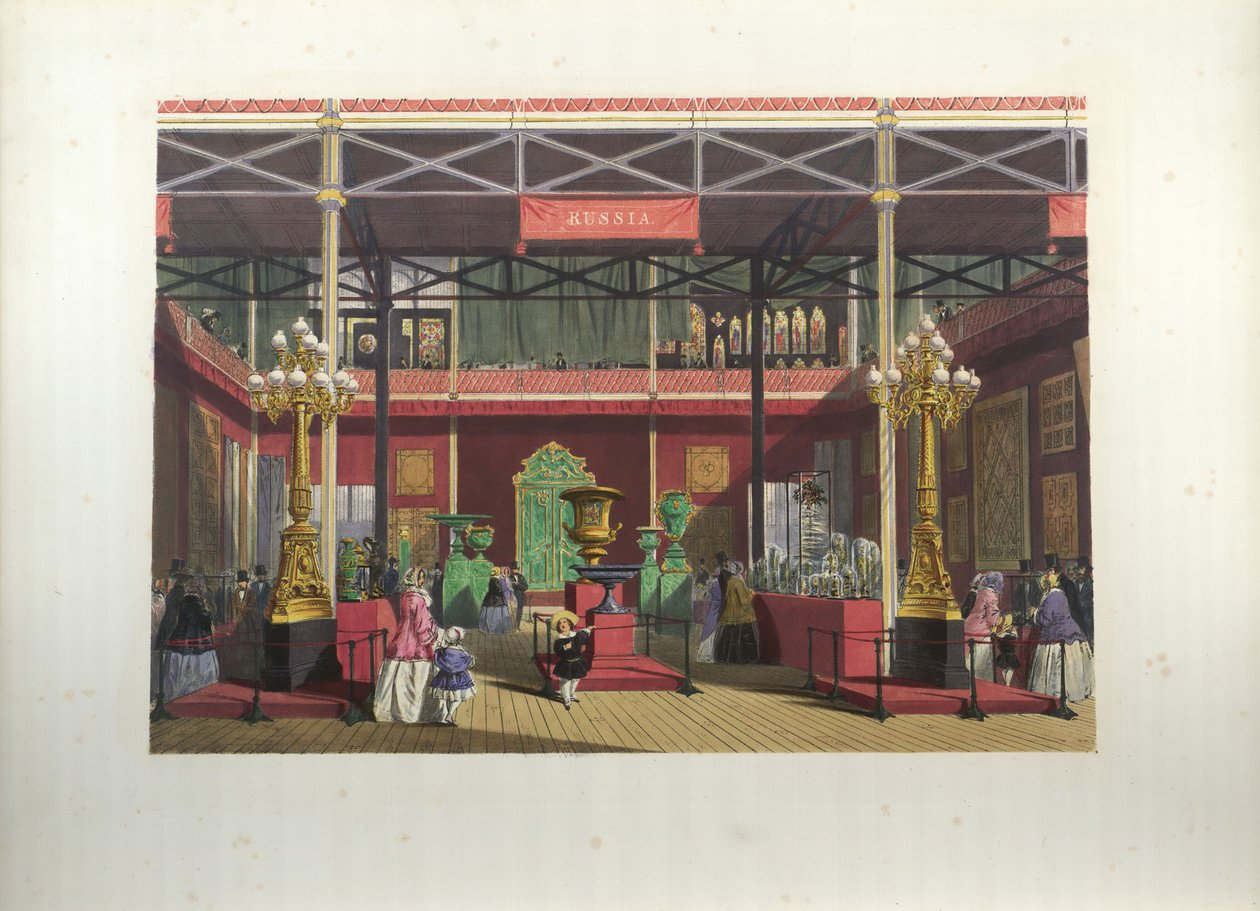 Interior da exposição russa durante a grande exposição em 1851 de Joseph Nash