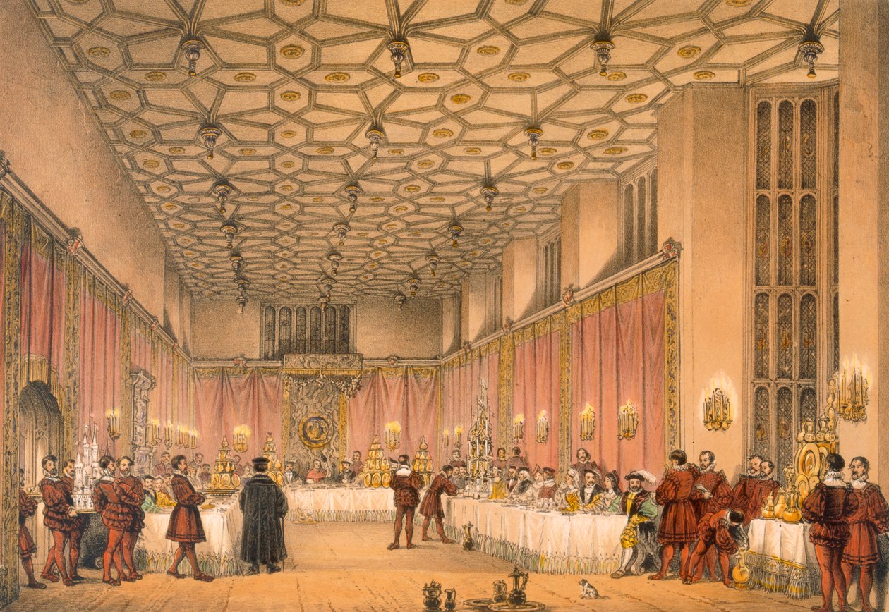A Câmara, Hampton Court, pub. 1838. de Joseph Nash