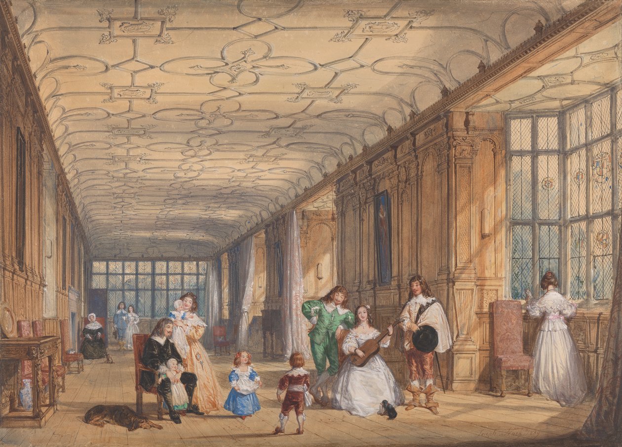 The Long Gallery, Haddon Hall, Derbyshire de Joseph Nash