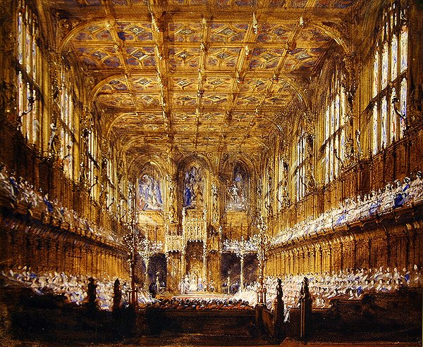A Abertura Estatal do Parlamento (aguarela, lápis e cor de corpo) de Joseph Nash