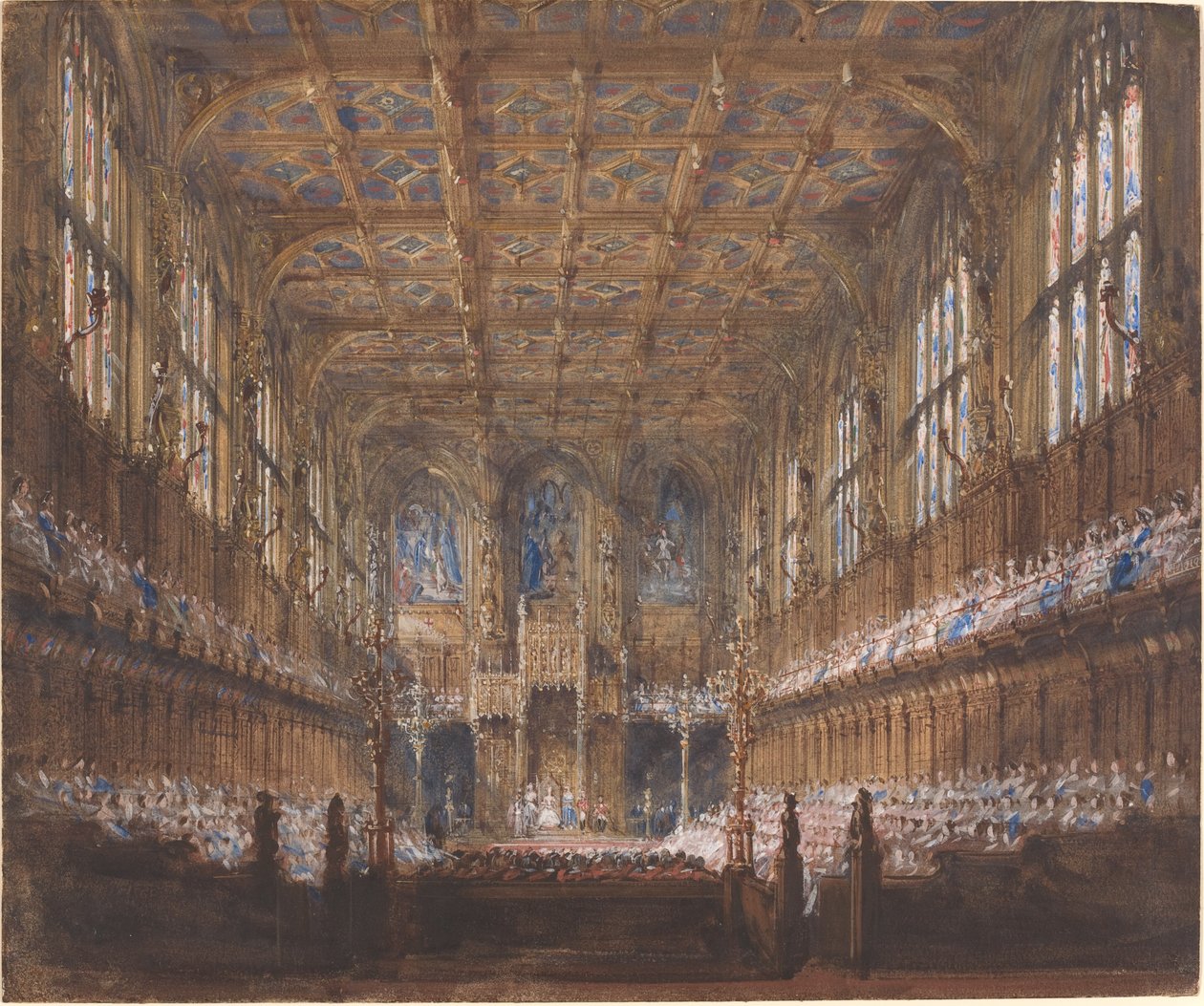 A abertura estadual do Parlamento na Câmara dos Lordes reconstruída de Joseph Nash
