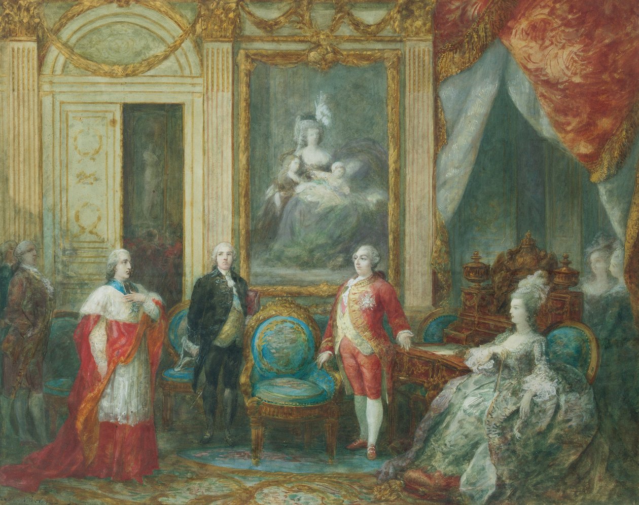 Luís XVI e sua esposa Maria Antonieta recebendo um cardeal de Joseph Navlet