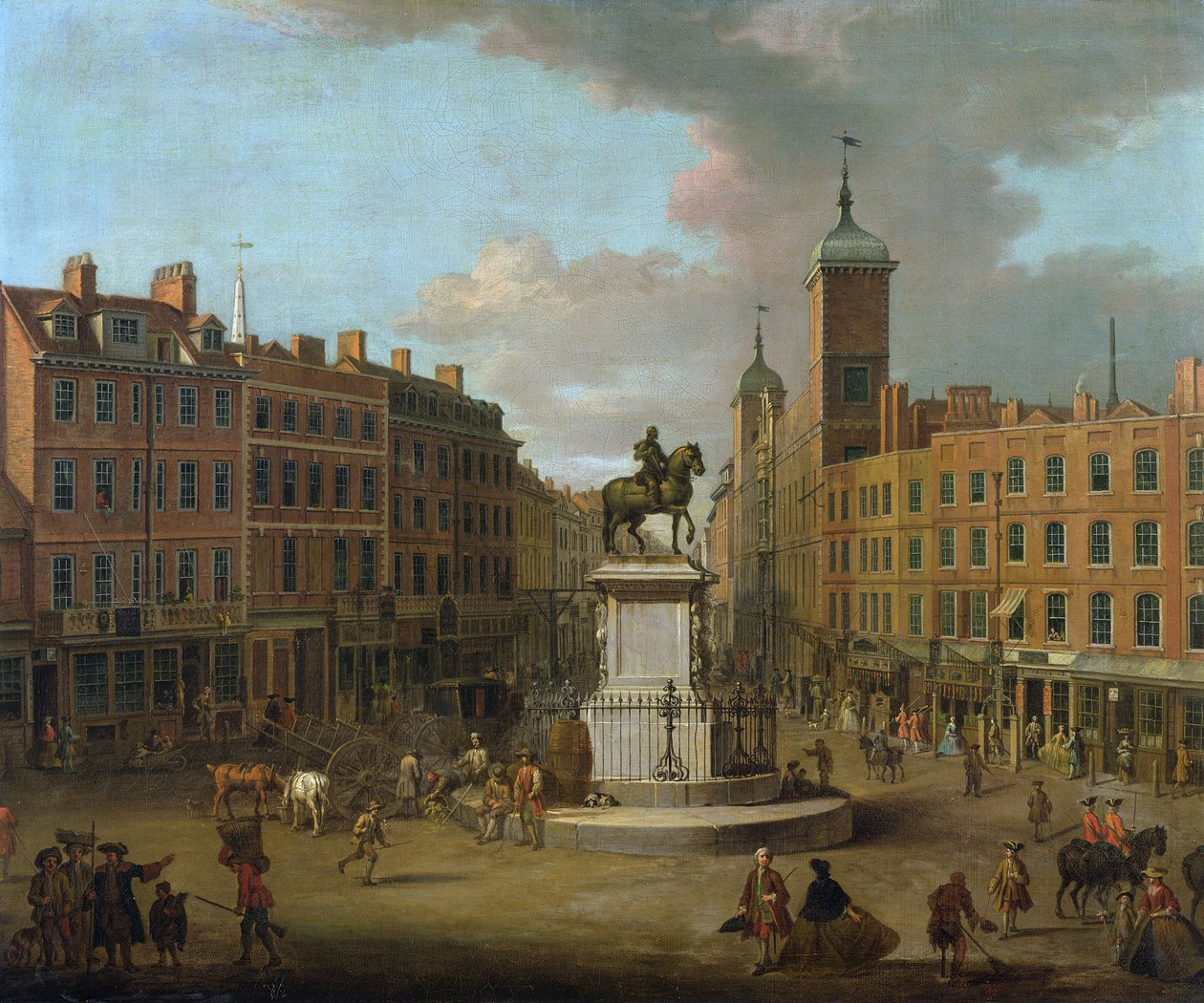 Uma visão de Charing Cross e Northumberland House, 1746 de Joseph Nickolls