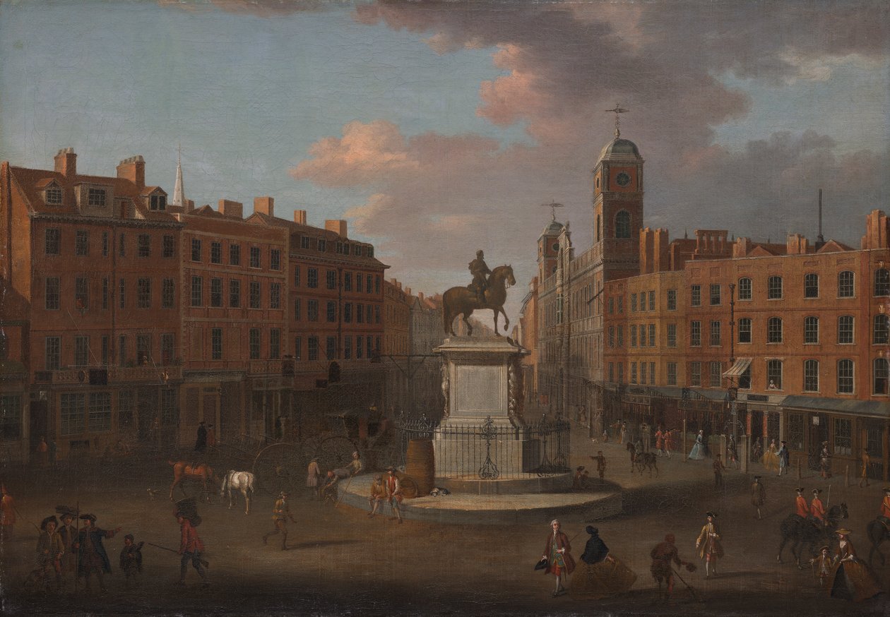Cruz de Caridade, com a Estátua do Rei Carlos I e Northumberland House de Joseph Nickolls