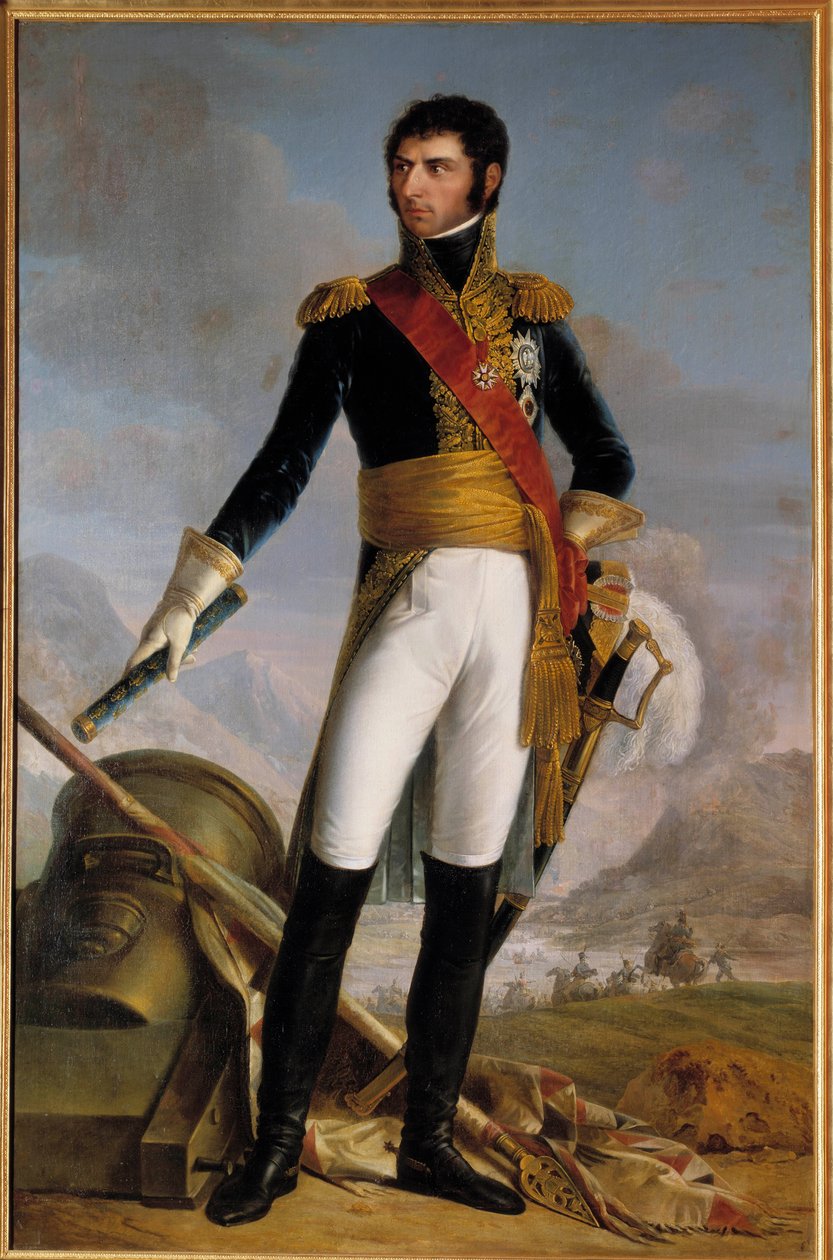Portrait en pied de Jean Baptiste Jules Bernadotte (1763-1844) príncipe de Ponte Corvo, depois Charles Jean XIV, rei da Suede em 1818, representado em 1804 Pintura por Joseph Nicolas Jouy (1809-1880) 1852. Dim. 2,1x1,4 m. de Joseph Nicolas Jouy