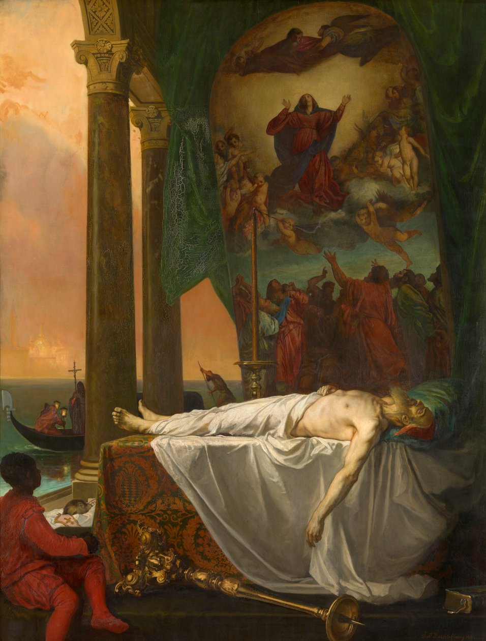 Ticiano deitado em estado no Palazzo Barberino (óleo sobre tela) de Joseph Nicolas Robert Fleury