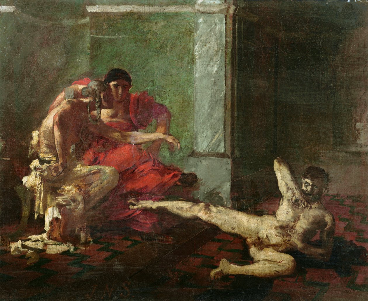 Locusta testando veneno em um escravo, c.1870-80 de Joseph Noel Sylvestre